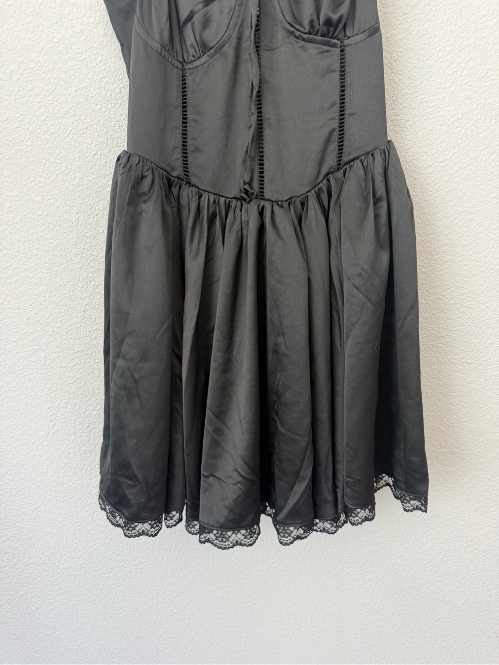 Thirty/thirty large Black Lace-Trim corset Mini Dress - whimsigoth ballet - Picture 3 of 7